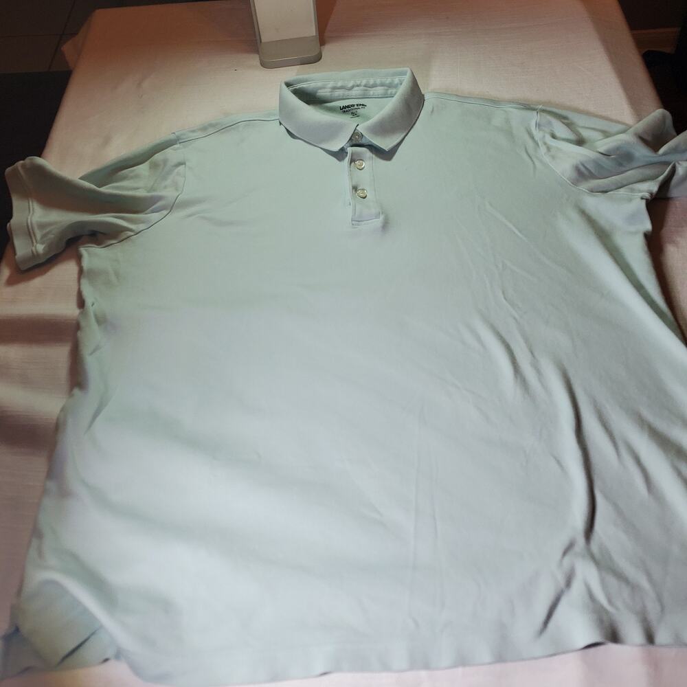 Lands End Mens Short Sleeve Polo Shirt XLT Extra Long Tall Light Green